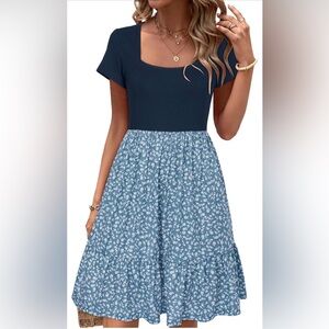 Elegant Navy Floral Midi Dress